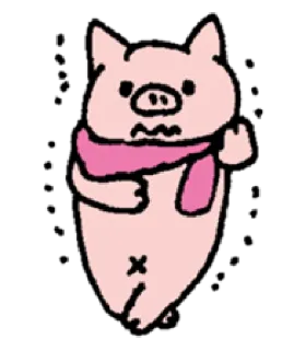 🥶 cerdo, dibujos animados, bufanda, gesto ofensivo telegram sticker