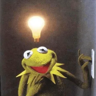 💡 Kermit Kermit la Grenouille, Muppets, Ampoule, Inspiration, Idée, Grenouille cartoon, Personnage, Interrupteur telegram sticker
