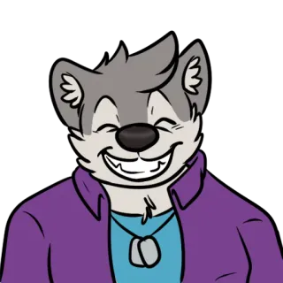 😀 Furry, Anthropomorphe, Loup, Plaques d'identification, Dessin animé, Animal, Souriant whatsapp sticker