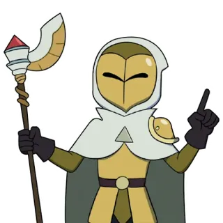 😯 Hunter The Owl House Dibujo animado, Personaje, Guardia dorada, Bastón, Máscara, The Owl House, Animado telegram sticker