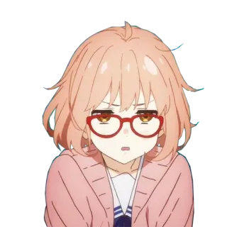 😠 Mirai Kuriyama Beyond the Boundary anime, girl, glasses, Mirai Kuriyama, cute whatsapp sticker