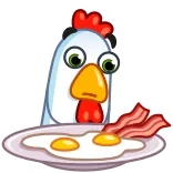 😳 Hähnchen, Frühstück, Eier, Speck, Essen, lustig telegram sticker