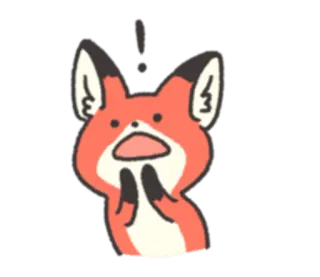 😮 狐狸, 惊讶, 动物, 可爱, 卡通, 卡哇伊 telegram sticker