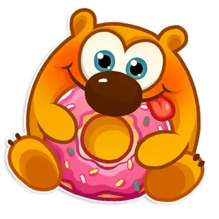 😋 orso, ciambella, cartone animato, carino, dolce, cibo telegram sticker