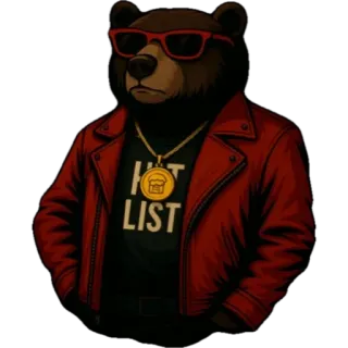 🥇 HOT LIST Bär, Sonnenbrille, rote Jacke, angesagt, Tier, Figur whatsapp sticker