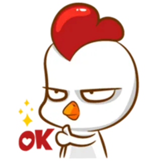 👍 OK pollo, animale, ok, accordo, approvazione, cartone animato whatsapp sticker