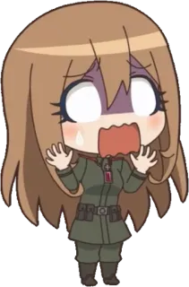 😱 Anime, Uniforme militar, Chibi, Personaje, Dibujo animado telegram sticker