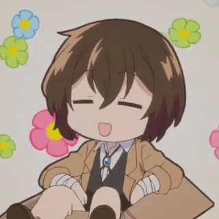 😋 Dazai Osamu Bungou Stray Dogs anime, chibi, kawaii, bungou stray dogs, dazai osamu, cartoon telegram sticker