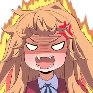 😡 en colère, anime, dessin animé, fille, feu, rage, crier whatsapp sticker