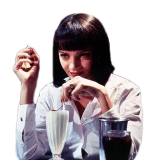 🍸 Mia Wallace Pulp Fiction film, milkshake, mia wallace, pulp fiction, uma thurman telegram sticker