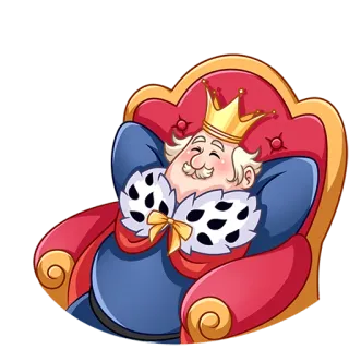 😌 왕, 왕실, 왕관, 의자, 편안한, 만화 whatsapp sticker