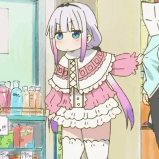 ☁️ Kanna Kamui Miss Kobayashi's Dragon Maid Anime, Kreskówka, Kanna, Kawaii, Smok, Postać, Miss Kobayashi's Dragon Maid telegram sticker