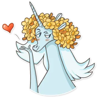 😘 unicorn, hati, bunga, kartun, binatang, imut, ajaib, fantasi whatsapp sticker