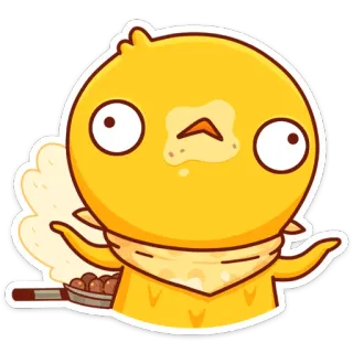 😬 pássaro, cozinhar, chef, comida, desenho animado, ilustração, adesivo whatsapp sticker