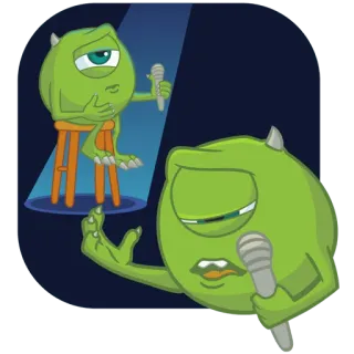 🎤 Mike Wazowski Monsters, Inc. Mike Wazowski, Monster, Singen, Mikrofon, Cartoon, Disney, Pixar telegram sticker
