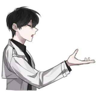 😕 Anime, Koreanisch, Mann, Weißer Anzug, Charakter, Illustration whatsapp sticker