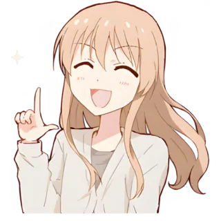 ☝️ 애니메이션, 소녀, 만화, 행복한, 웃는, 가리키는 telegram sticker