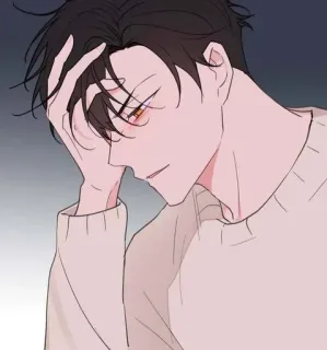 😢 uomo, maglione, anime, manga, illustrazione, cartone animato, personaggio telegram sticker