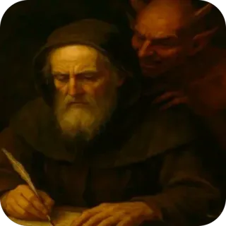 🫥 monk and demon St. Jerome and the Temptation of the Devil whatsapp sticker