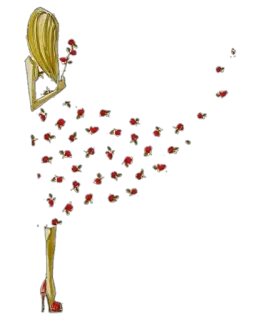🥀 mode, femme, robe, fleurs, illustration whatsapp sticker