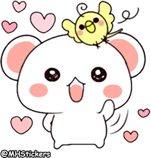 ✋ @MHStickers 귀여운, 카와이, 동물, 곰, 새, 스티커, 만화, 하트 telegram sticker