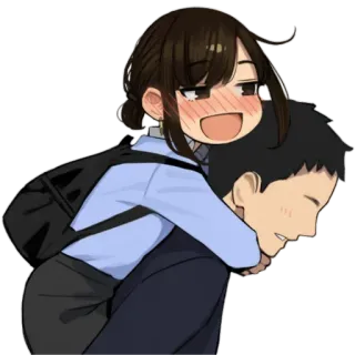 😍 Аниме, Пара, На спине, Милый, Привязанность telegram sticker