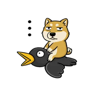 🐥 hond, vogel, dier, shiba inu, kraai, cartoon telegram sticker