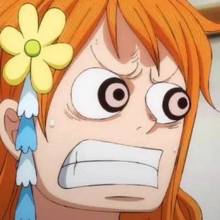 🍑 Nami One Piece 动漫, 漫画, 震惊, 害怕, 橘色头发 telegram sticker