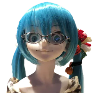 👓 Hatsune Miku Хатсуне Мику, Аниме, Кукла, голубые волосы, очки telegram sticker