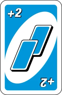 💙 +2 uno, card, game, blue, plus two whatsapp sticker