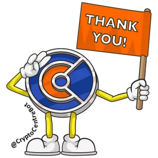 ☺️ THANK YOU! merci, cryptomonnaie, robot, crypto, pièce, salutation whatsapp sticker