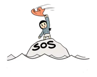 🆘 SOS SOS, help, stranded, cartoon, distress, signal, island telegram sticker