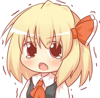 🥺 Chibi, Anime, Słodki, Dziewczyna, Kokarda, Blond telegram sticker