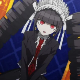 🃏 Celestia Ludenberg Danganronpa Anime, Gótico, Olhos vermelhos, Vestido preto, Danganronpa telegram sticker