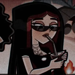 🤑 Desenho animado, Mulher, Bebendo, Legal, Estiloso telegram sticker