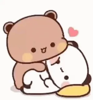 🤗 urso, panda, fofo, kawaii, amor, coração, desenho animado, casal telegram sticker