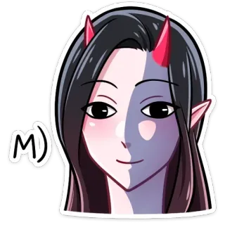 😶 демон, рога, эльф, милый, аниме, девушка whatsapp sticker