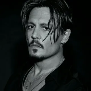 ➰ Johnny Depp acteur, portrait, célébrité, homme, noir et blanc telegram sticker
