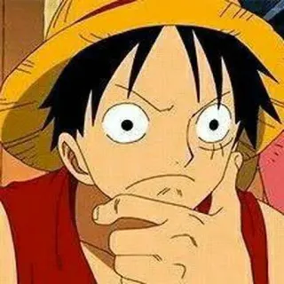 👒 Monkey D. Luffy One Piece Anime, Pensando, Manga, Luffy, Sombrero de paja telegram sticker