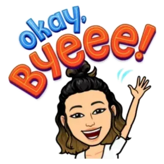 🤍 okay. byeee! Bitmoji, Пока, Окей, Пока, Мультфильм, Приветствие, Машет telegram sticker