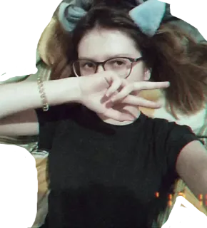 ✌ Person, Mädchen, Brille, süß, Selfie, drinnen telegram sticker