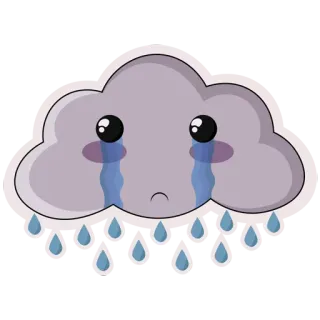 😭 nuvem, triste, chorando, choro, chuva, tempo, desenho animado telegram sticker