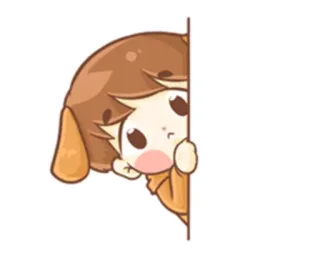 🙁 Anime, Cartoon, Schattig, Kawaii, Gluren, Meisje telegram sticker