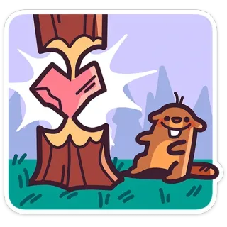 😊 비버, 동물, 만화, 귀여운, 나무, 자연 telegram sticker