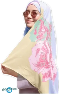 🤓 @Gif_Stikeri женщина, хиджаб, очки, мода, шарф whatsapp sticker