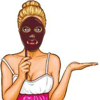 👀 femme, masque, beauté, dessin animé, yeux, soin de la peau telegram sticker