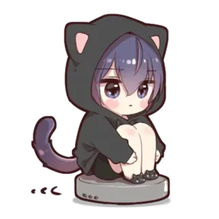 🌟 애니메이션, 카와이, 고양이, 후드티, 치비, 귀여운 telegram sticker