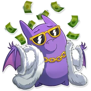 😀 蝙蝠, 钱, 卡通, 奢侈品, 财富, 风格, 太阳镜 telegram sticker