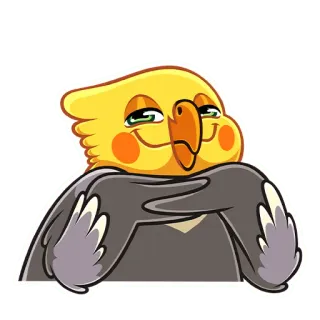 ☺️ calopsita, pássaro, convencido, desenho animado, animal, fofo, adesivo telegram sticker