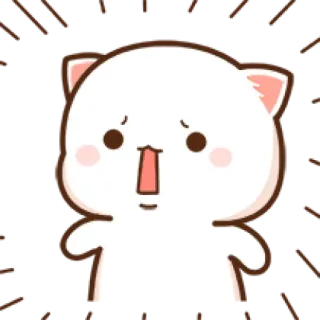 😳 Katze, süß, kawaii, weiße Katze, Cartoon, Sticker telegram sticker